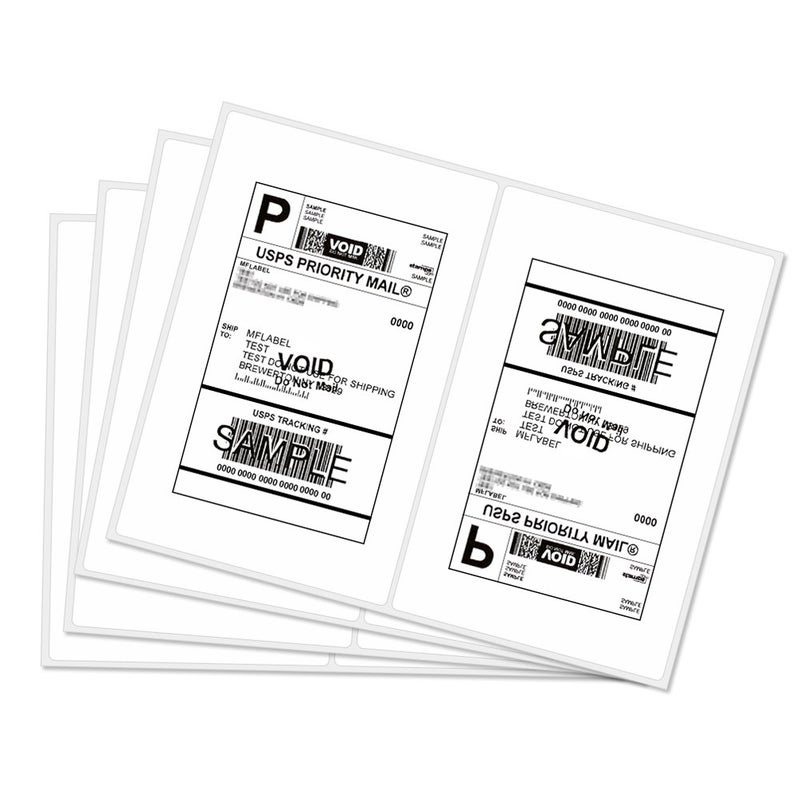 مفلابيل ملصقات شحن بنصف ورقة زاوية مستديرة من MFLABEL 2-UP Click-n-Ship ملصقات بريدية بريدية (100 ملصق) - Image 1